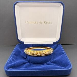 Camrose & Kross Jackie Kennedy JBK Lattice Bangle Bracelet Gold Tone & Crystals